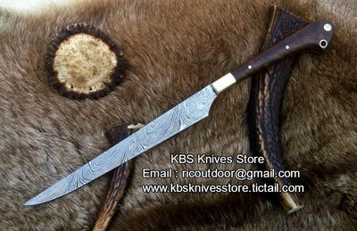 Premium Handmade Damascus Steel Fillet Knife with Elegant Rosewood Handle - Korvel