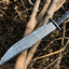 Premium Big Bowie Knife for Hunting | Full Tang Raindrop Damascus Blade | Micarta Handle & Damascus Guard | 17 Inches | Leather Sheath Inclu - Korvel