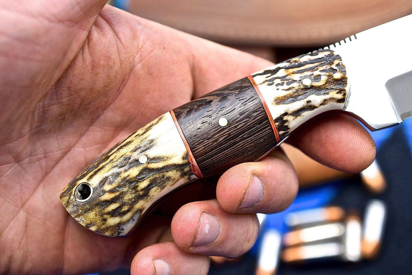 Premium Custom D2 Steel Hunting Knife with Antler Grip - Korvel