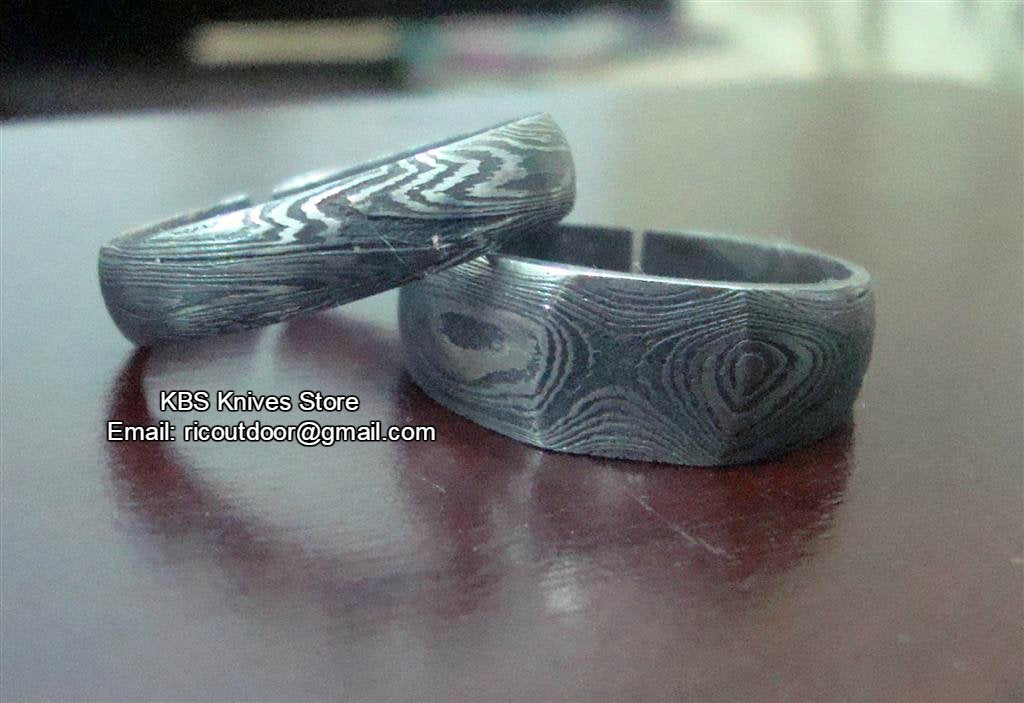 Personalized Damascus Steel Anniversary Bands - Korvel