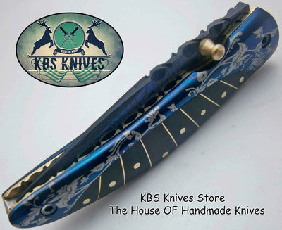 Handcrafted Patina Damascus Folding Knife - EDC Essential - Korvel