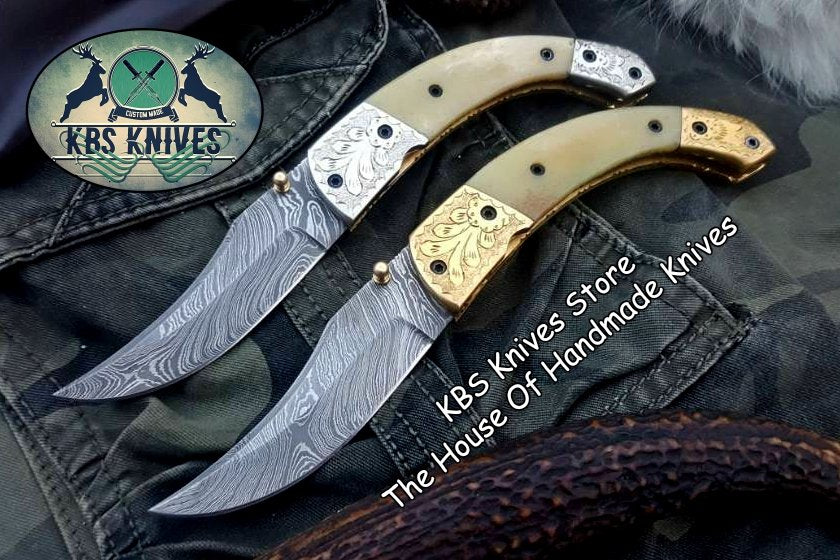 Exquisite Custom Handmade Damascus Steel Folding Pocket Knife - Korvel