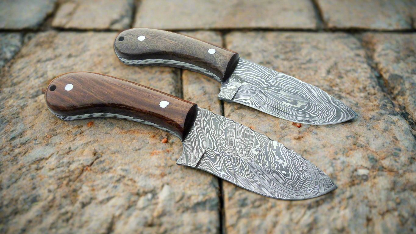 Elite Damascus Steel Skinning Knife – 7 Inch Precision Tool with Luxurious Walnut and Rosewood Handle - Korvel