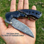 Premium Custom Damascus Steel EDC Folding Knife with Clip and Leather Case - Korvel