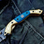 Exquisite Custom Damascus Steel Folding Knife with Bone Handle - Korvel