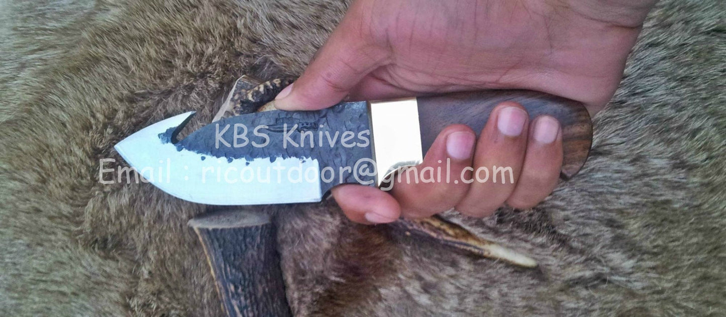 Premium Handcrafted High Carbon Steel Gut Hook Knife - Korvel