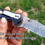Premium Custom Damascus Steel EDC Folding Knife with Clip and Leather Case - Korvel