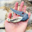 Artisan Crafted Damascus Steel Folding Pocket Knife with Engraved Bone Handle & Leather Sheath - Korvel