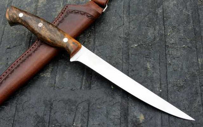 KBS Knives Store Premium Handmade D2 Steel Fillet and Boning Knife with Elegant Rosewood Handle - 13 Inches - Korvel
