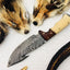 Premium Handmade Damascus Steel Gut Hook Skinning Knife - Full Tang Design - Korvel