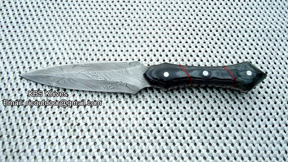 Premium Damascus Double Edge Knife with Micarta Handle - Korvel