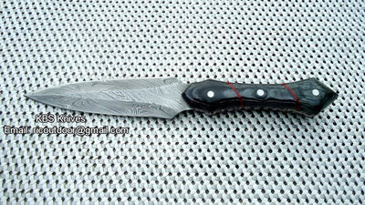 Premium Damascus Double Edge Knife with Micarta Handle - Korvel