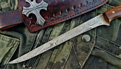 Premium 8" Damascus Steel Fish Boning Knife with Elegant Rosewood Handle - Korvel