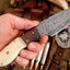 Artisan Damascus Deer Skinning Knife – Elegant Rosewood & Bone Handle, 8.5" with Leather Sheath - Korvel