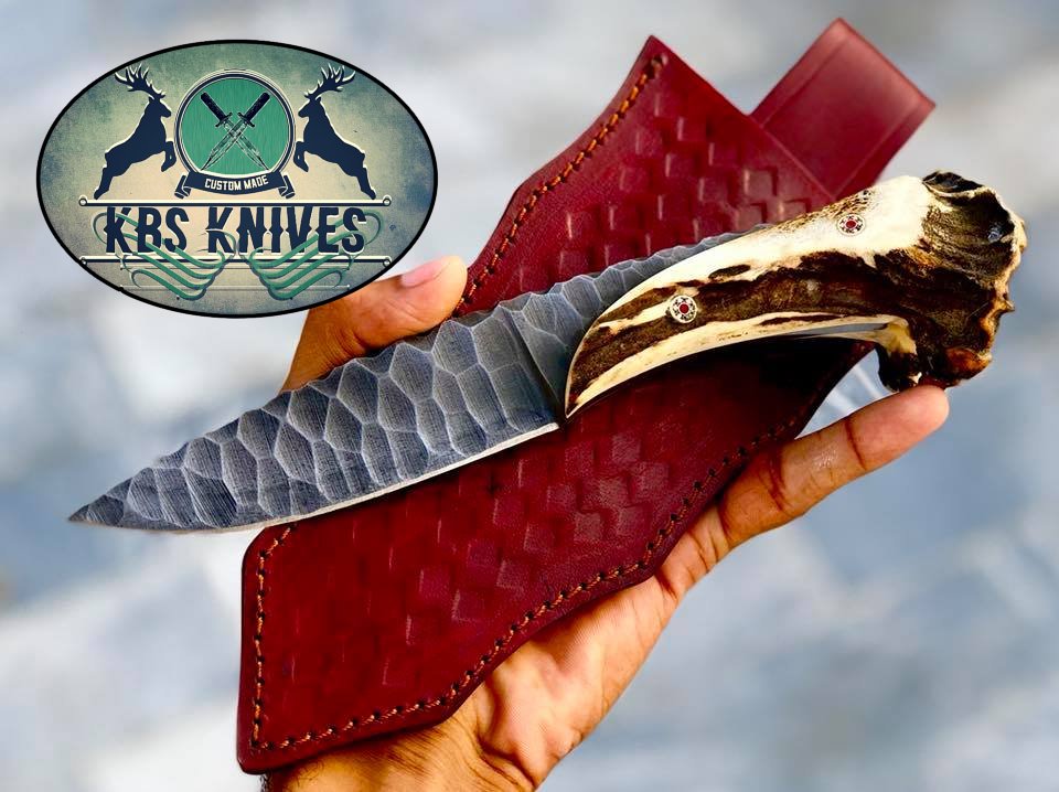 Handcrafted Viking Knife with Stone Texture - Full Tang 1095 Steel - Korvel