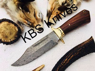 Exquisite Handmade Raindrop Pattern Damascus Steel Hunting Knife - Korvel