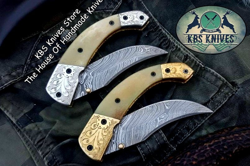 Exquisite Custom Handmade Damascus Steel Folding Pocket Knife - Korvel