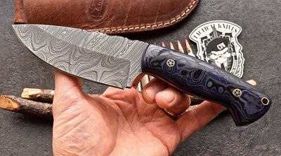 Premium Custom Handmade Wide Damascus Skinner Knife for Hunting - Korvel