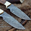 Set of 2 Exquisite Handmade 9-Inch Damascus Steel Hunting Knives - Rosewood & Buffalo Horn Handles - Korvel