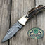 Exquisite Custom Handmade Damascus Steel EDC Folding Knife with Antler Handle - Korvel
