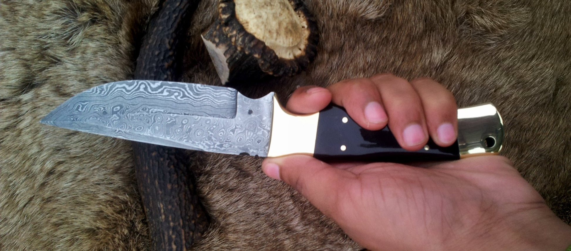 KBS Knives: Premium Handmade Fixed-Blade Hunting Knife | Unique Raindrops Damascus Steel | 10-Inch - Korvel
