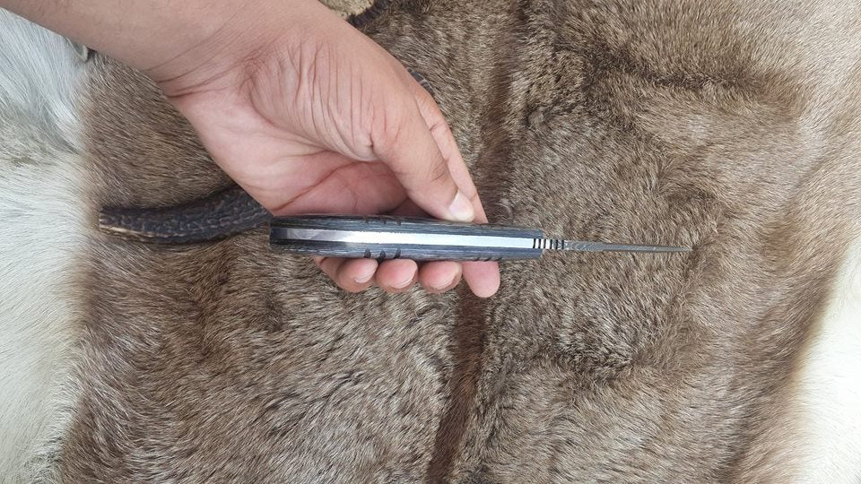 Premium Handcrafted Damascus Tanto Knife with Leather Sheath - Korvel