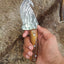 Premium Damascus Steel Guthook Knife with Elegant Rosewood Handle - Korvel