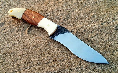 Bespoke Artisan Hunting Knife with Unique Stone Finish - Korvel