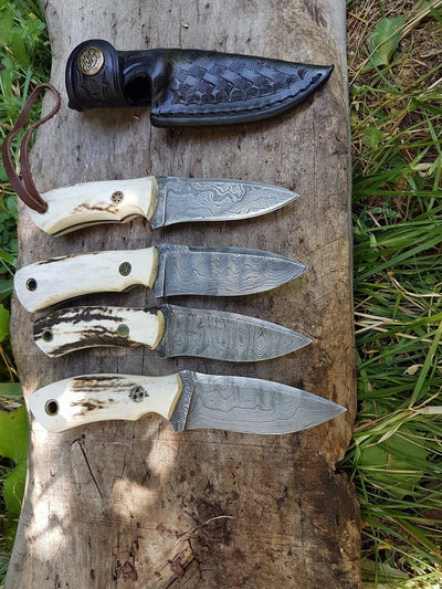 Artisan Crafted Compact Hunting Knife with Premium Damascus Steel - Korvel