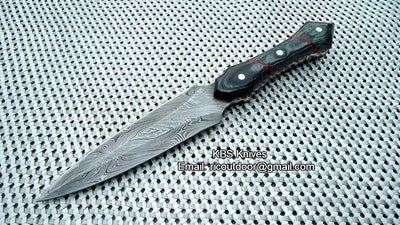 Premium Damascus Double Edge Knife with Micarta Handle - Korvel