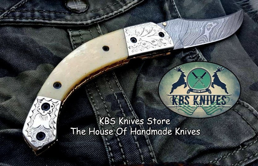 Exquisite Handmade Damascus Steel Folding Knife - Korvel
