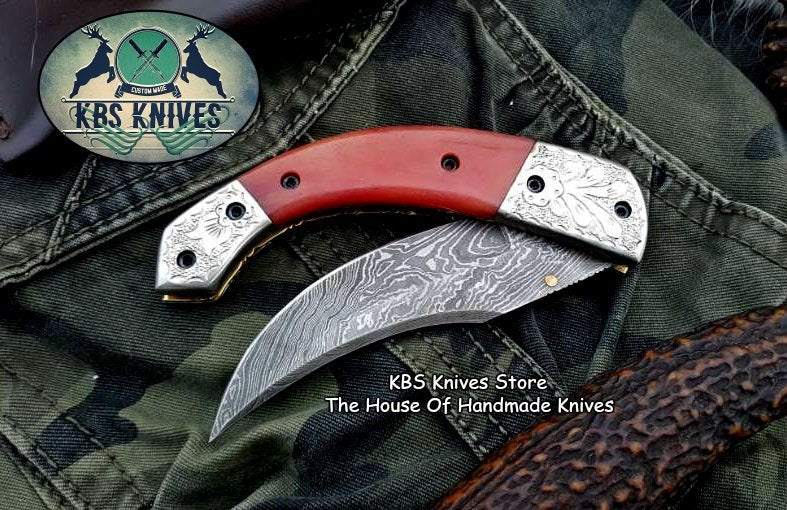Artisan Crafted Damascus Steel Folding Pocket Knife - Korvel