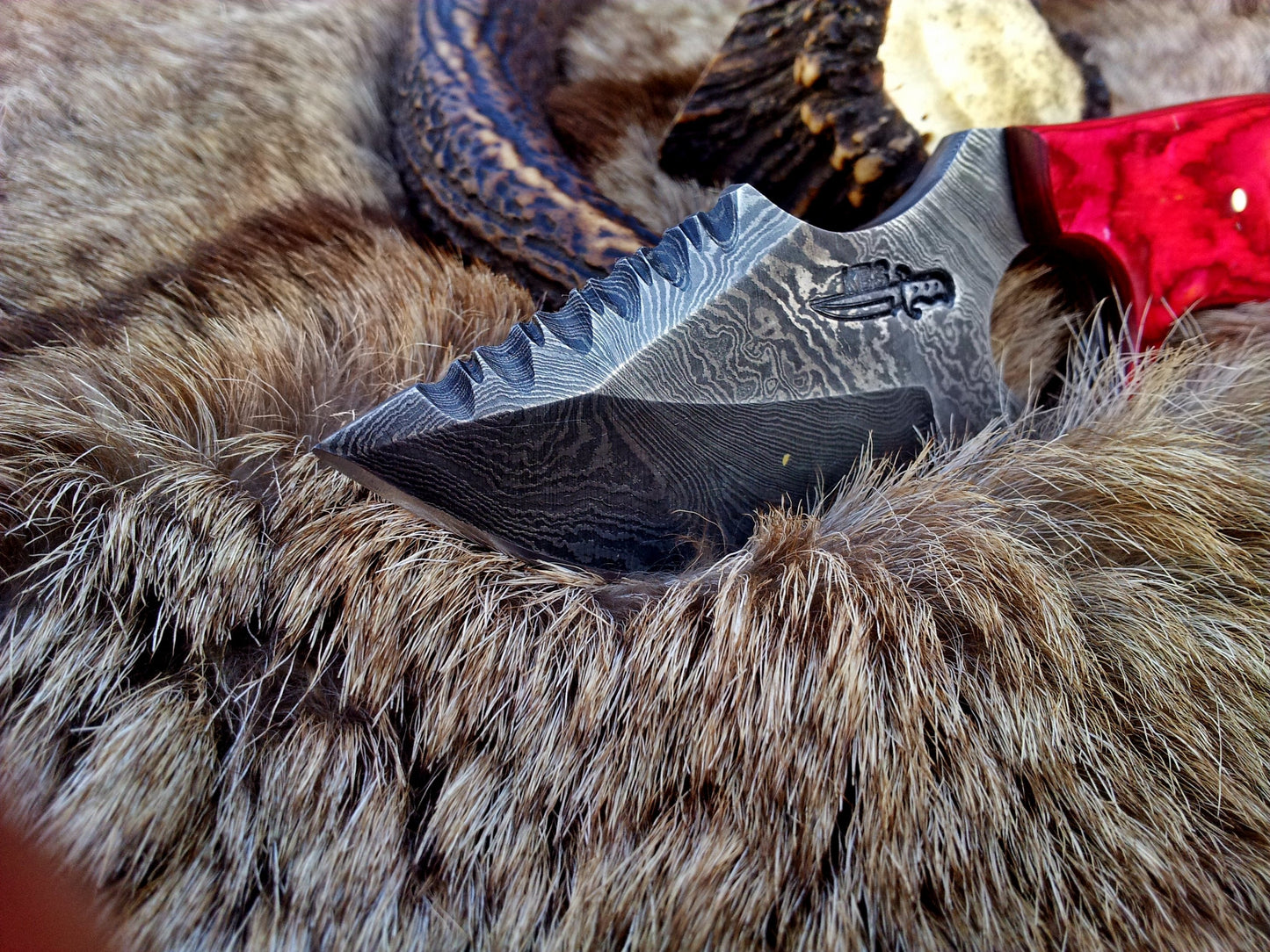 Premium Damascus Steel Deer Skinning Knife with Ergonomic Pakka Wood Handle – 7.5 Inch Drop Point Blade - Korvel