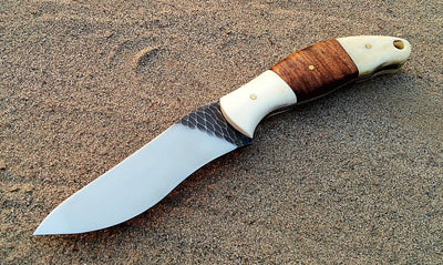 Bespoke Artisan Hunting Knife with Unique Stone Finish - Korvel