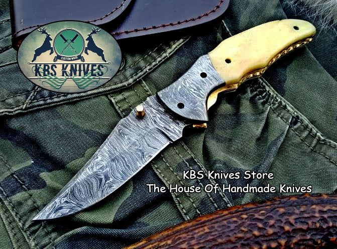 Artisan Crafted Damascus Steel Folding Pocket Knife - Korvel