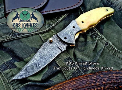 Artisan Crafted Damascus Steel Folding Pocket Knife - Korvel