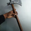 Custom Viking Smoke Pine Tomahawk Axe - Damascus Steel with Rosewood Handle & Leather Sheath - Korvel
