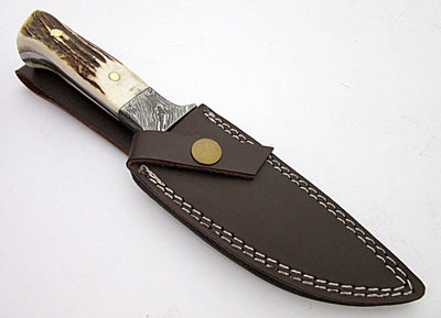 Premium Handcrafted Damascus Steel Hunting Knife with Fire Twist Design - Korvel