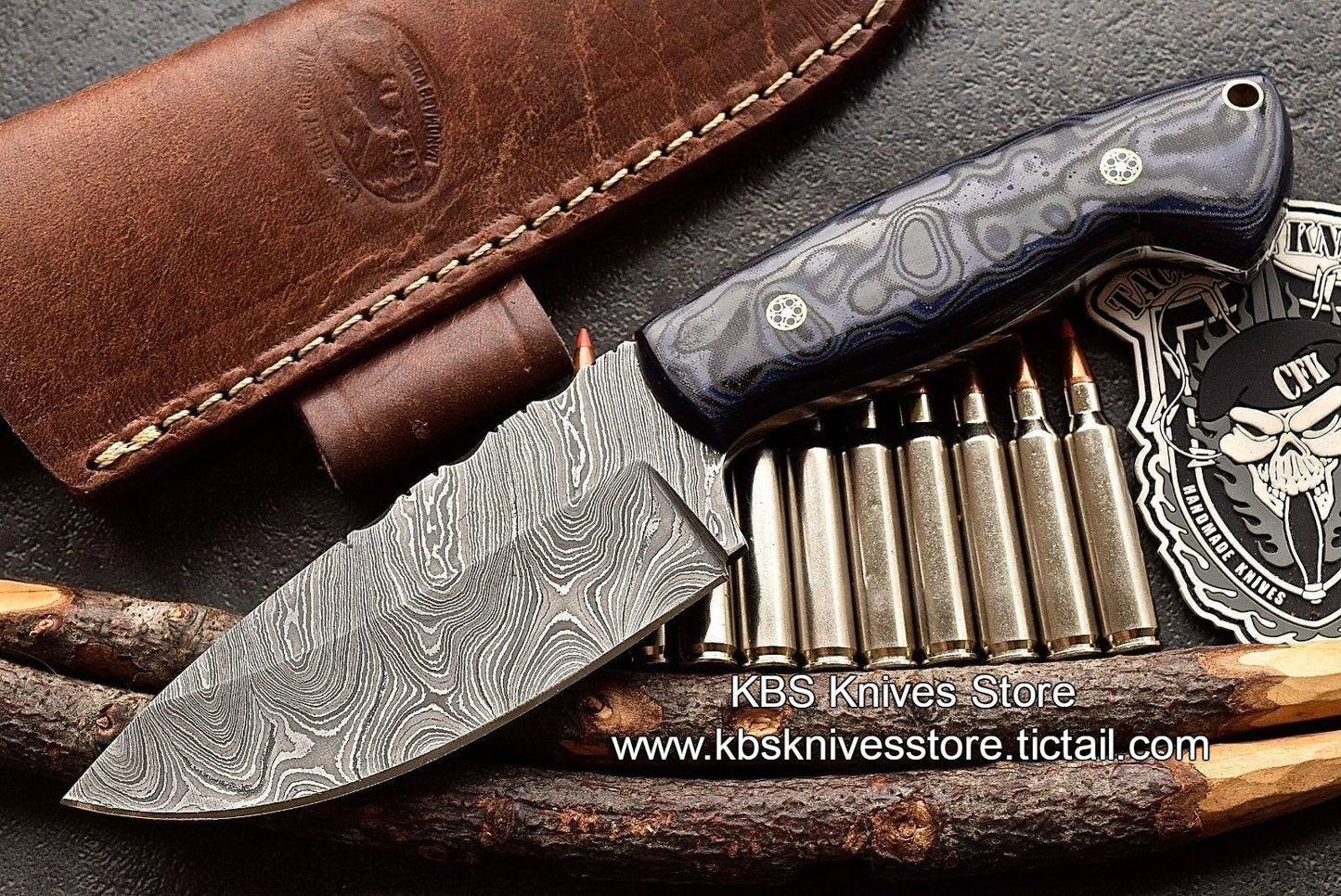 Premium Custom Handmade Wide Damascus Skinner Knife for Hunting - Korvel