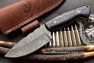 Premium Custom Handmade Wide Damascus Skinner Knife for Hunting - Korvel