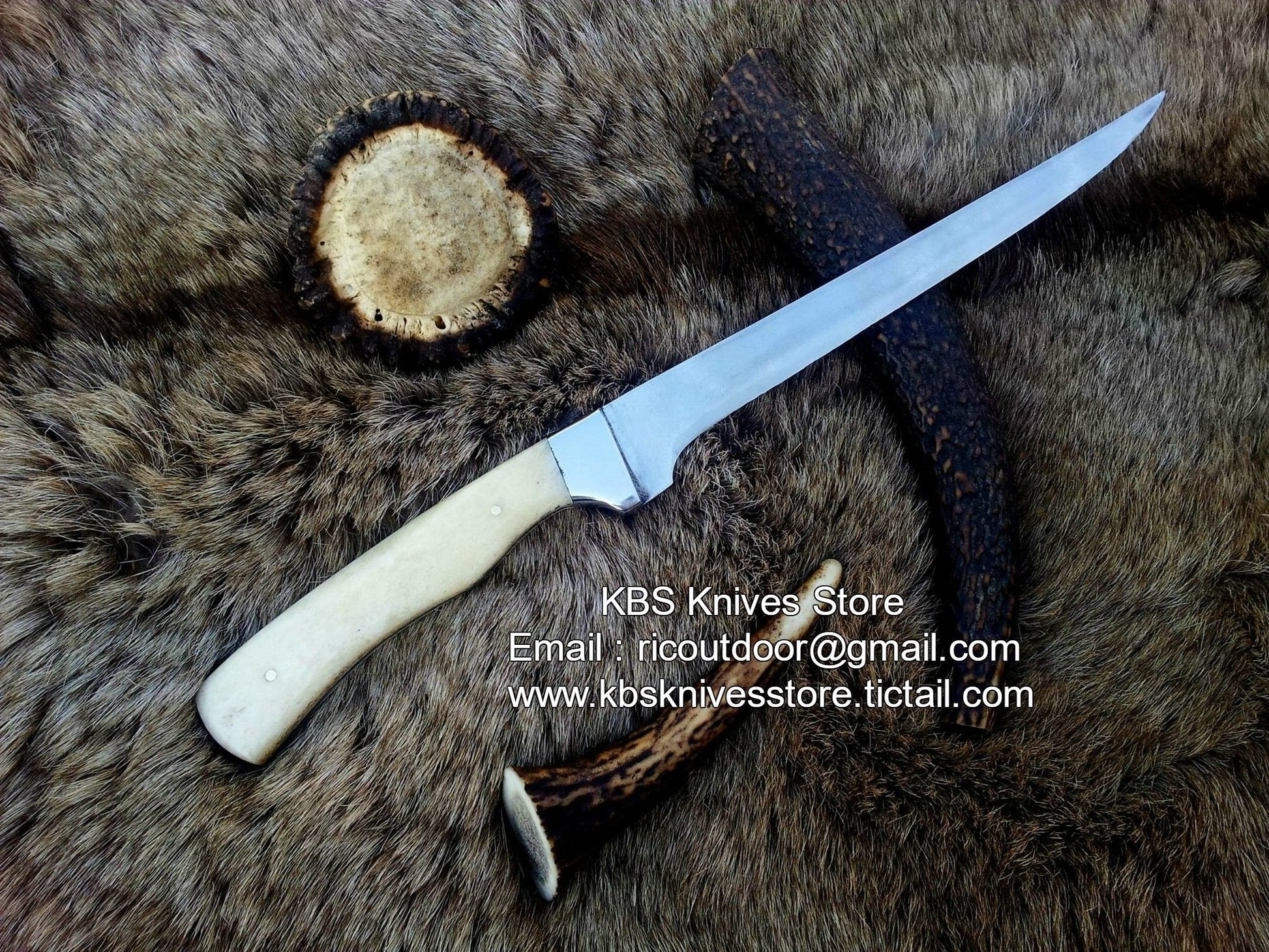 Premium D2 Steel Fillet & Boning Knife with Elegant Rose Bone Handle - KBS Knives - Korvel