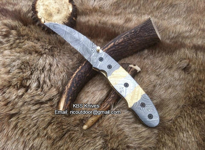 Artisan Handcrafted Damascus Steel Folding Pocket Knife – Everyday Essential - Korvel