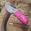 Vibrant Pink Pakka Wood Damascus Steel Skinning Knife – 7-Inch Precision Tool - Korvel