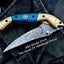 Exquisite Custom Damascus Steel Folding Knife with Bone Handle - Korvel