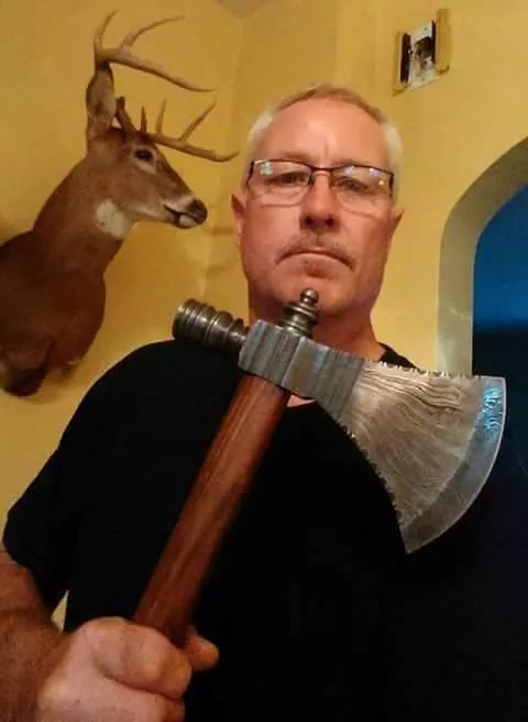 Custom Viking Tomahawk Axe - Damascus Steel with Rosewood Handle & Leather Sheath - Korvel