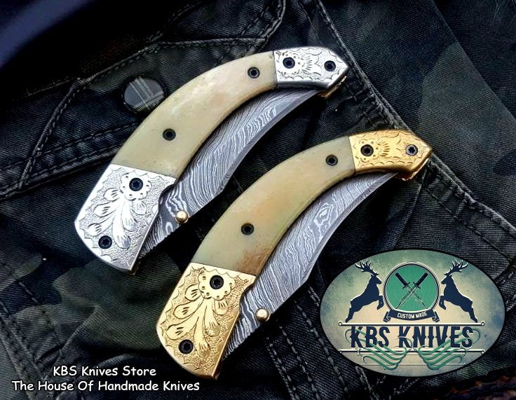 Exquisite Custom Handmade Damascus Steel Folding Pocket Knife - Korvel
