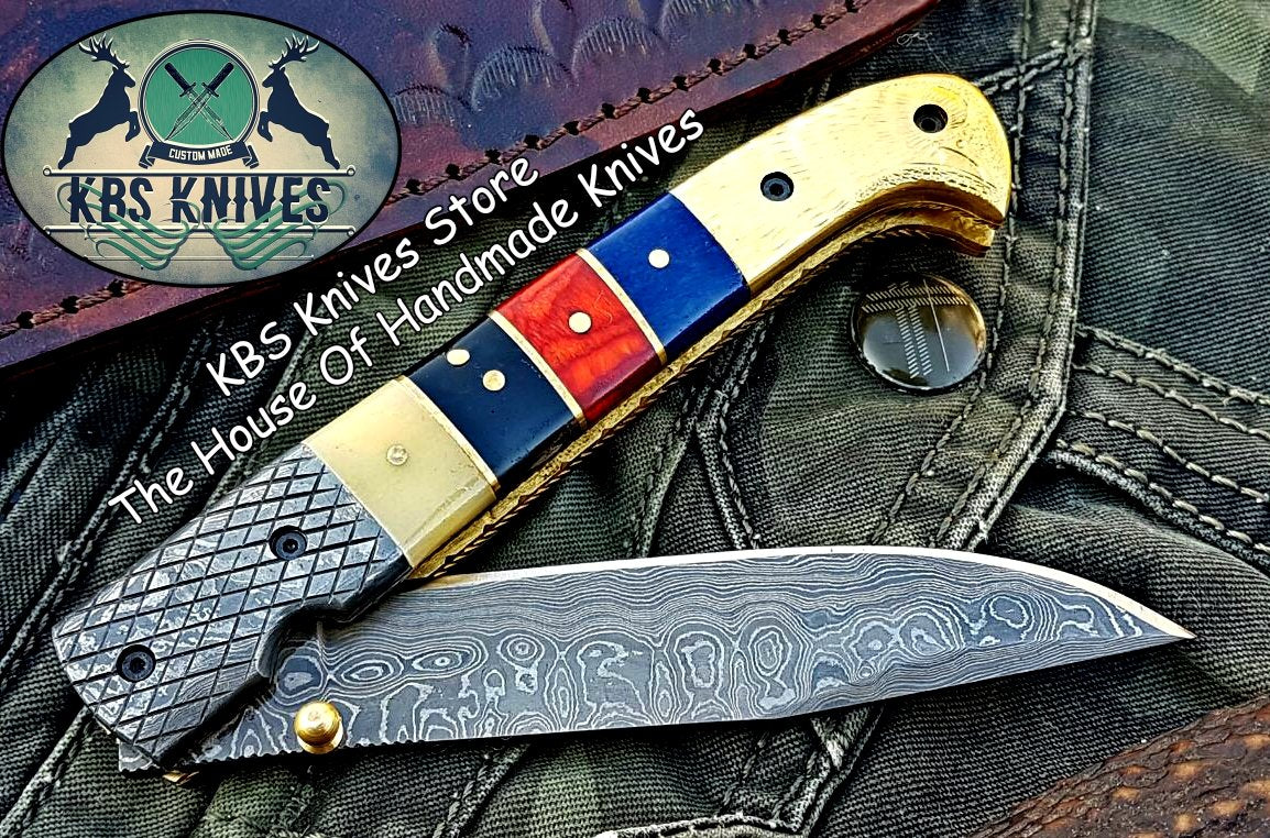 Artisan Crafted Damascus Steel Folding Pocket Knife - Korvel