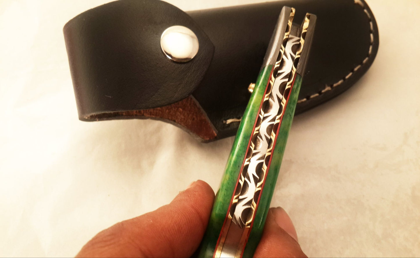 Artisan Crafted Damascus Steel Folding Knife - Korvel