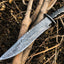 Premium Big Bowie Knife for Hunting | Full Tang Raindrop Damascus Blade | Micarta Handle & Damascus Guard | 17 Inches | Leather Sheath Inclu - Korvel