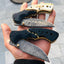 Premium Custom Damascus Steel EDC Folding Knife with Clip and Leather Case - Korvel
